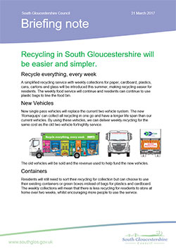 Recycling in South Gloucestershire will be easier and simpler