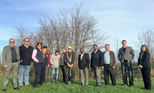 Mayor Councillor Roger Avenin, breaks the ground of the New Skate Park Development with fellow Councillors, active young residents and Council Officers.